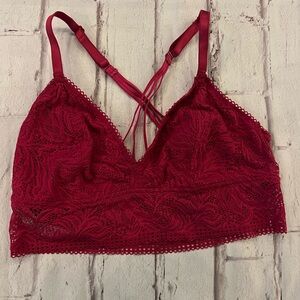 PINK Victoria's Secret Lace Bralette in Rich Red